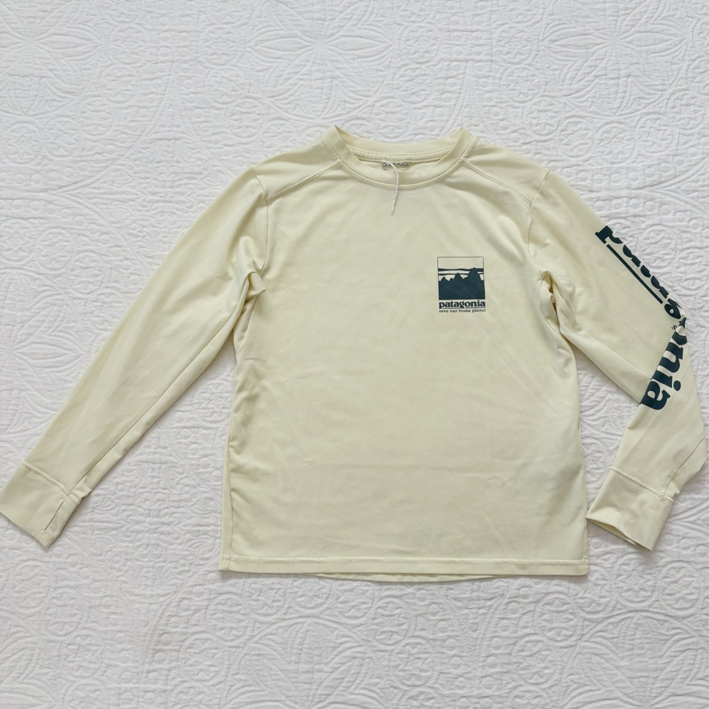 Patagonia Kids Long-Sleeved Capilene Silkweight T-Shirt, Isla Yellow Sz S 7-8
